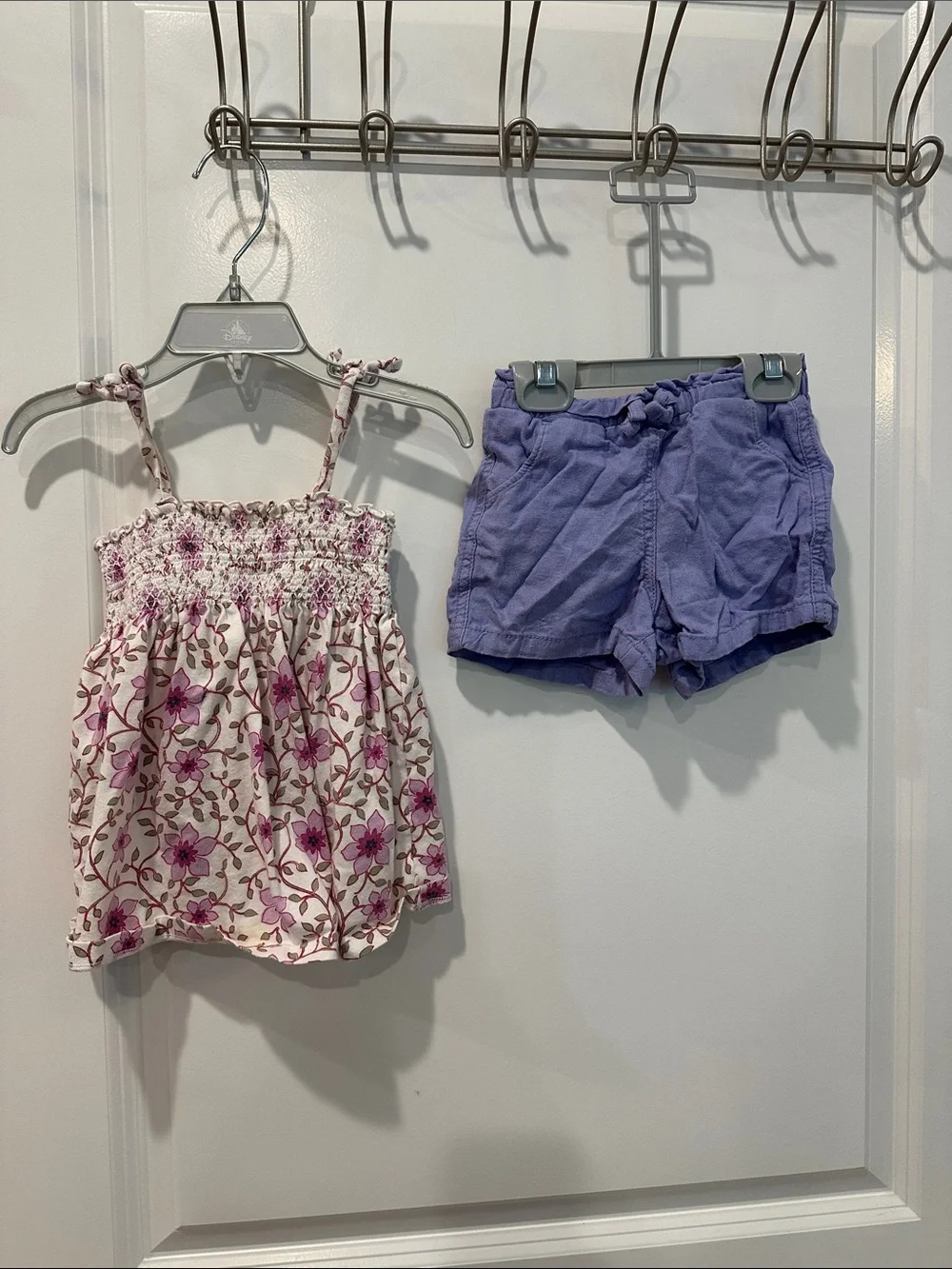 BabyGap Floral Smocked Tank Top & Old Navy Purple Shorts Set